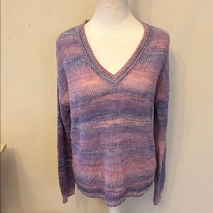 Gap purple pink blue long sleeve V neck sweater Size S EUC